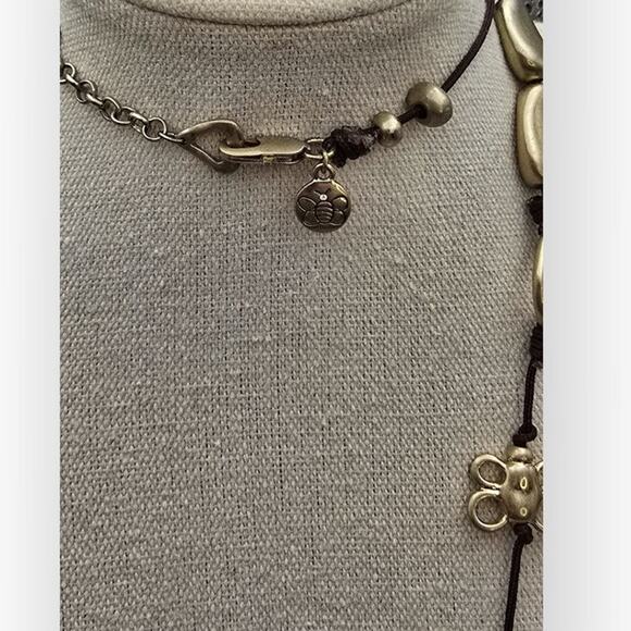 Bee and Flower Gold Tone Long Necklace Statement Beaded Jewelry 32” - Picture 7 of 8